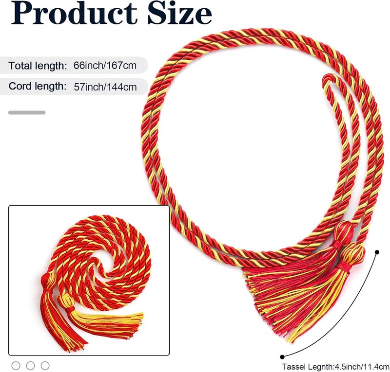 Leislam Graduation Honor Cords, Red Gold, 67" Long Braided Cords for 2025 Graduation Decorations, Bachelor Gown, Rayon Material - Image 3